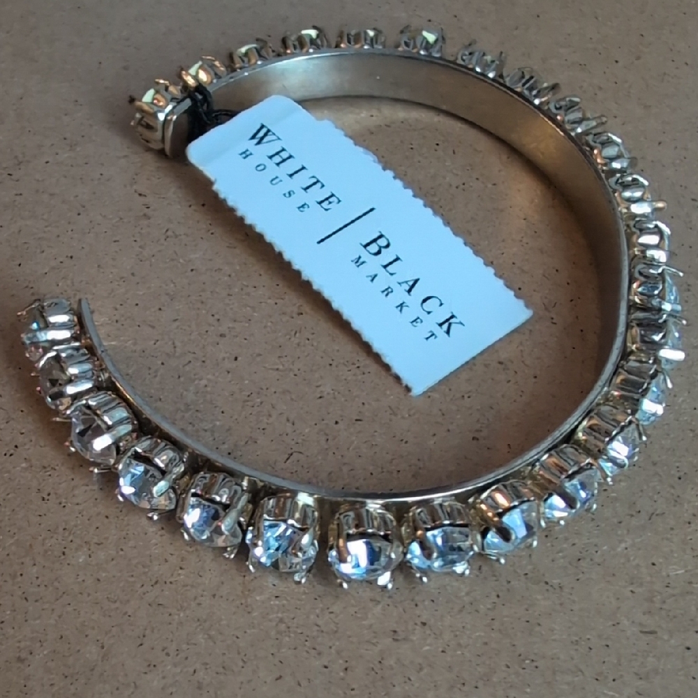 White House Black Market Gold Crystal-Accent Open Cuff Bracelet